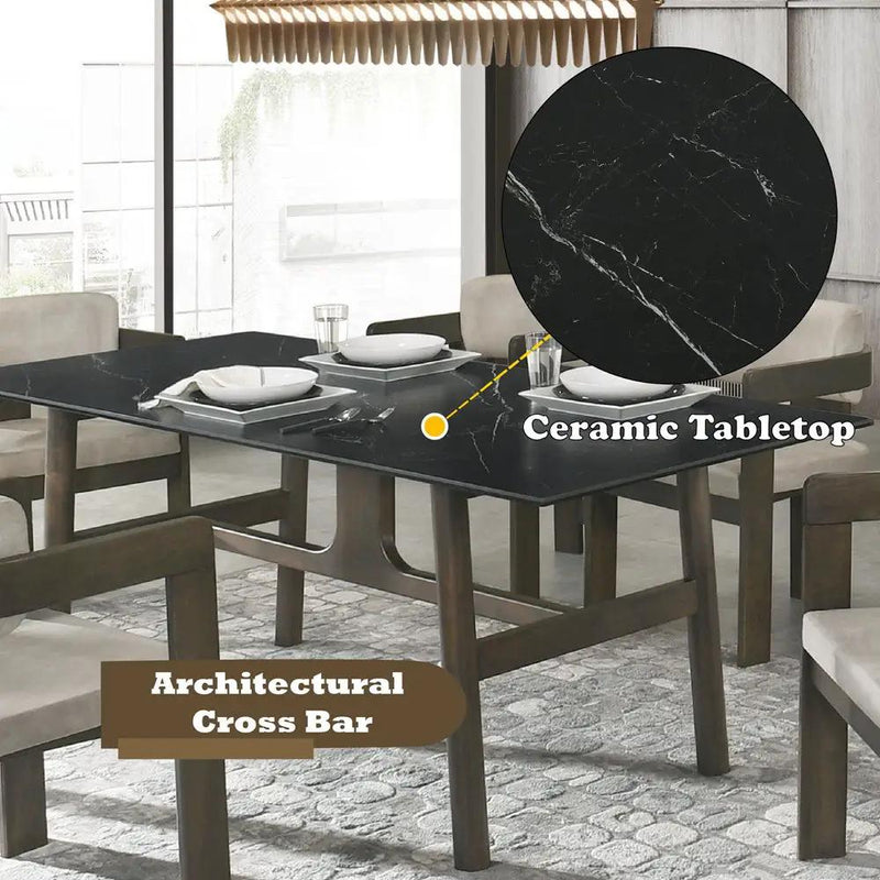 Destin - Dining Table - Sintered Stone & Walnut by Unique Piece Furniture