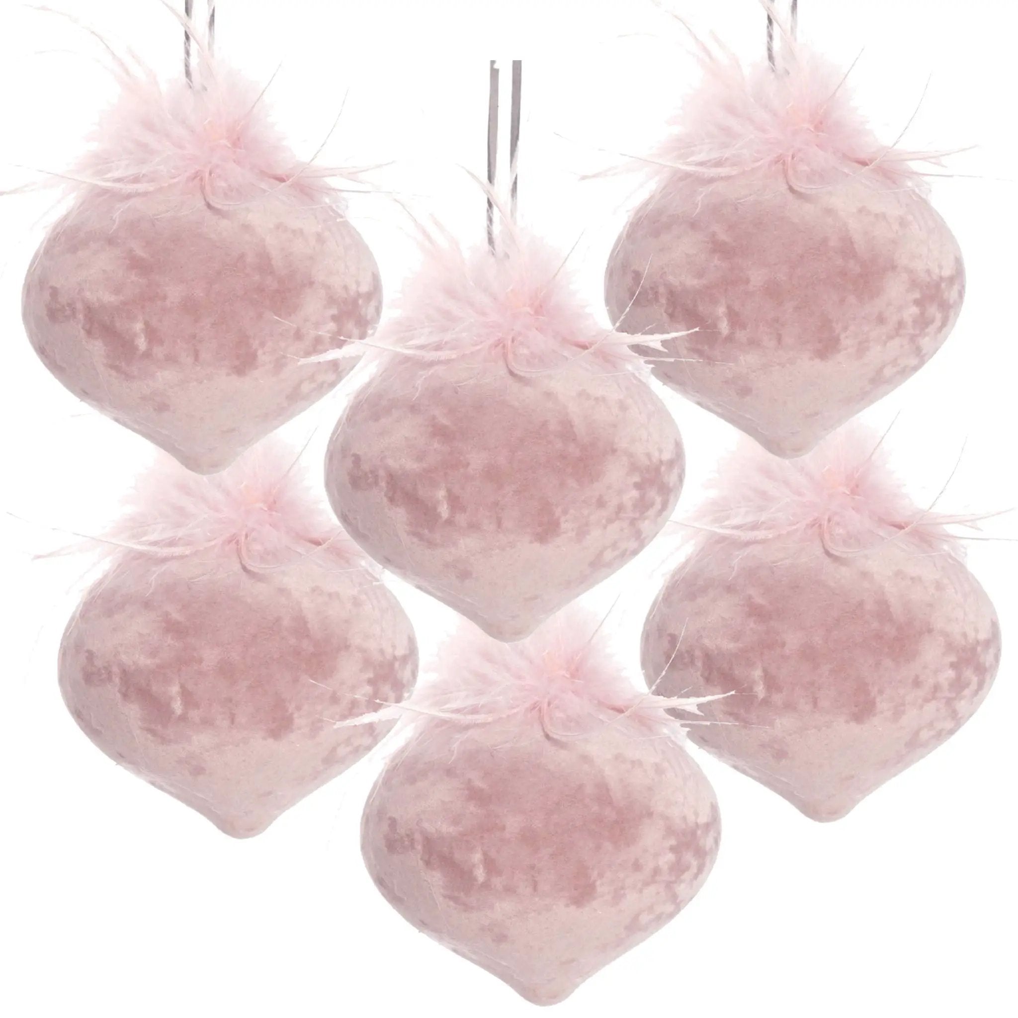 Christmas Ball Ornaments, Glass Decorative Hanging Ball Christmas Tree Ornaments For Holiday Party Decorations (Set of 6) - Pink by Unique Piece Furniture