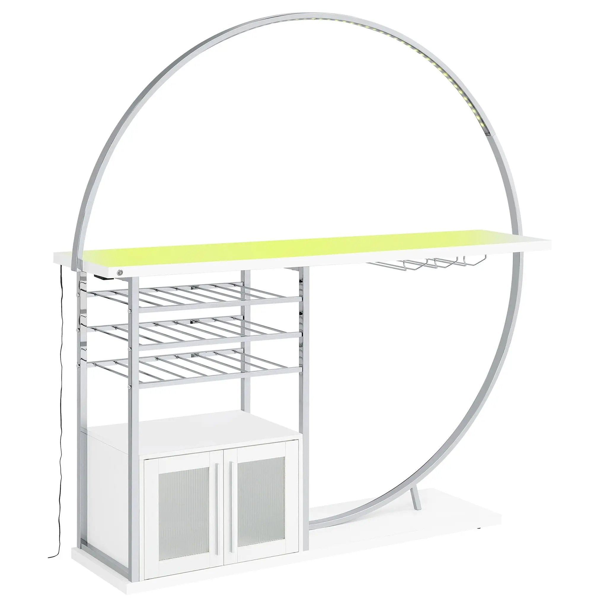 Risley 2-door Circular LED Wine Cabinet White High Gloss by Unique Piece Furniture