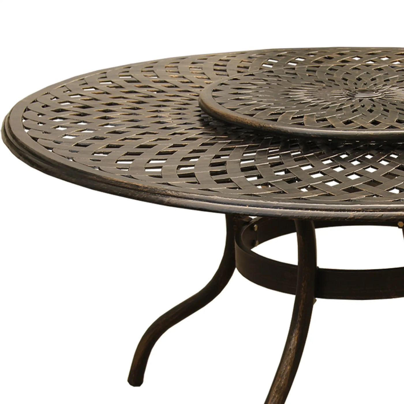 Outdoor Modern Aluminum 59-in Round Patio Dining Table with Lazy Susan by Sharicks