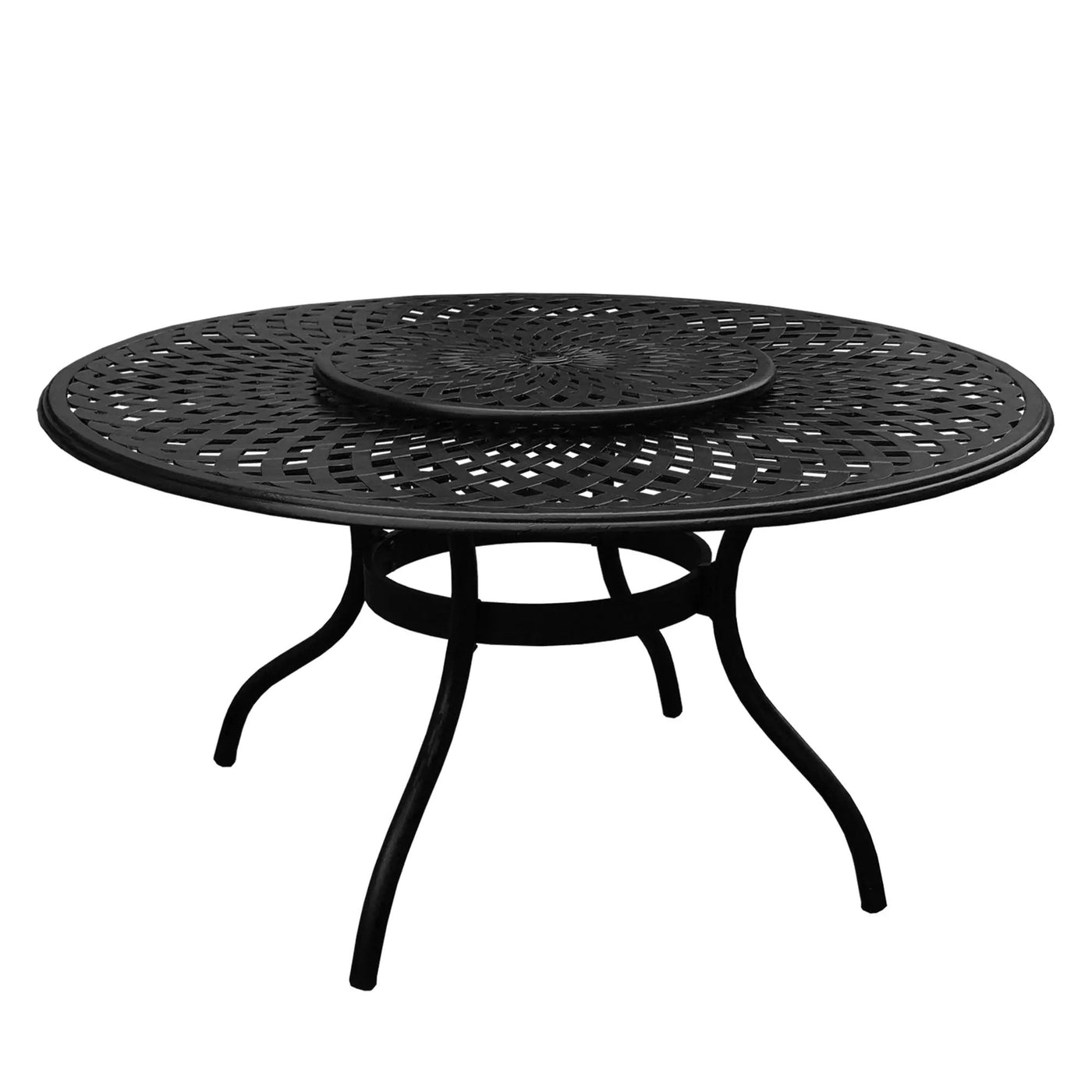 Outdoor Aluminum 7pc Round Patio Dining Set with Lazy Susan, Six Chairs by Sharicks