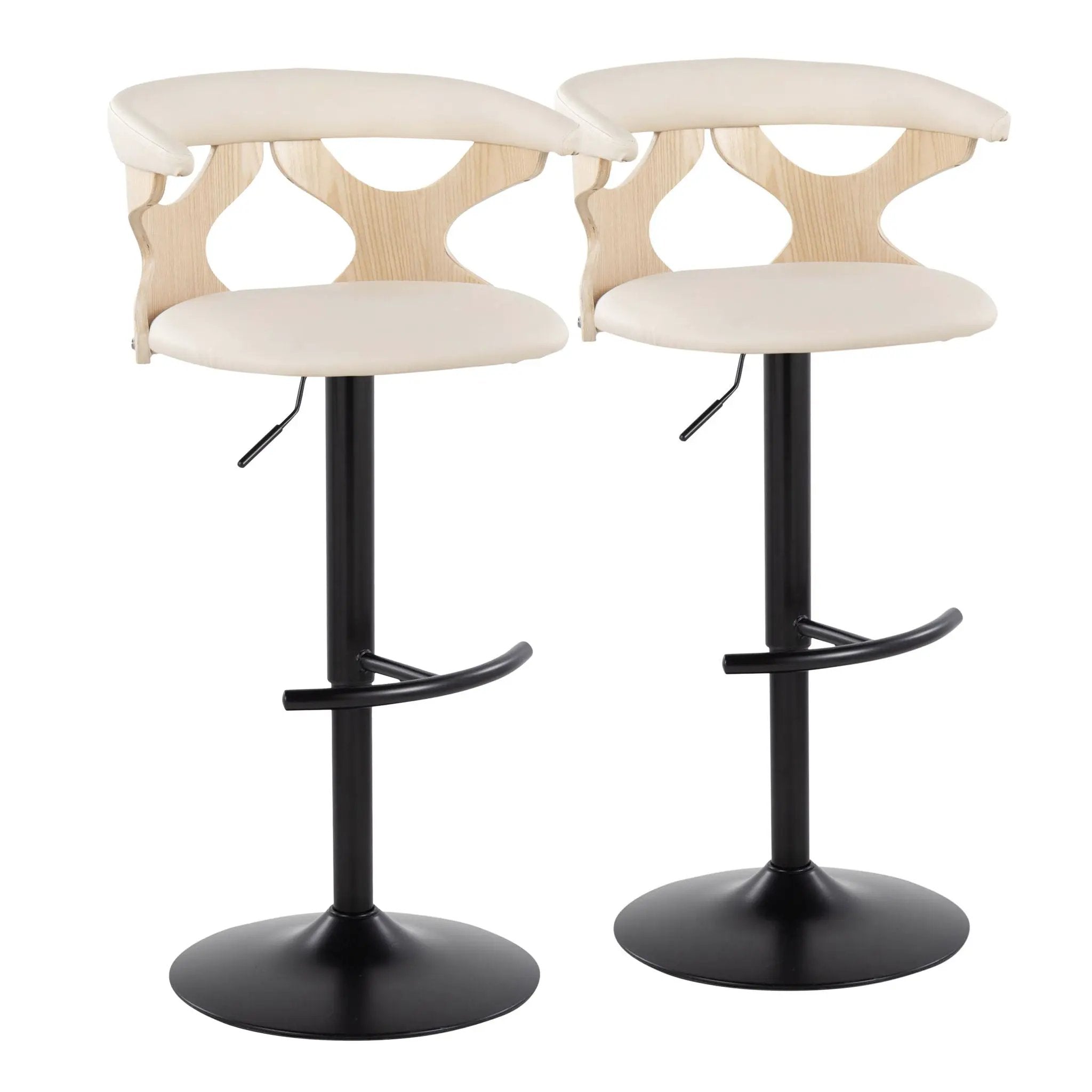 Gardenia - Contemporary Adjustable Barstool With Swivel With Rounded T Footrest (Set of 2) by Unique Piece Furniture