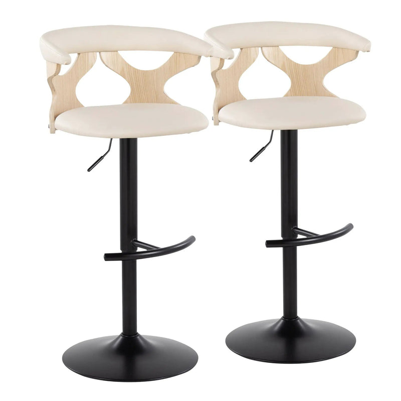 Gardenia - Contemporary Adjustable Barstool With Swivel With Rounded T Footrest (Set of 2) by HouseOfZazla