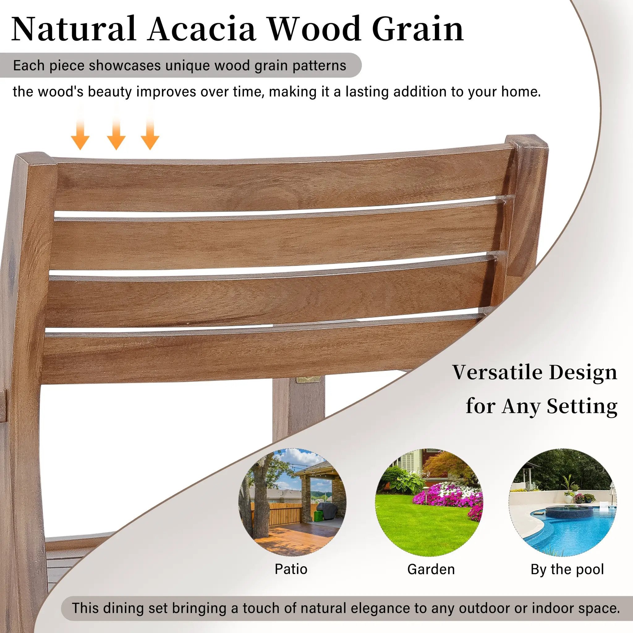 U_STYLE 5-Piece Outdoor Dining Set with Acacia Wood Chairs by HouseOfZazla
