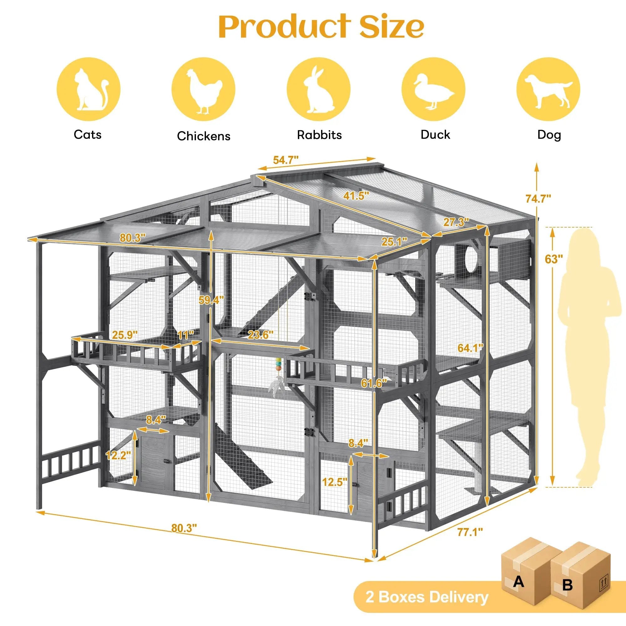 Large Outdoor Catio for 6-10 Cats by HouseOfZazla