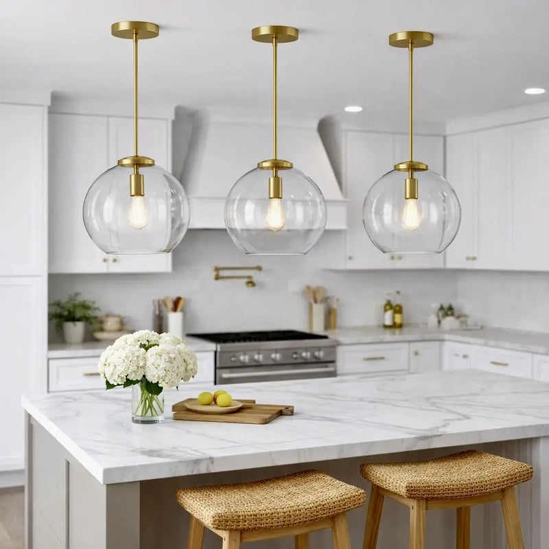 Gleam - Single Light Pendant Lamp With Clear Globe Satin - Antique Brass / Clear / Gold by Unique Piece Furniture