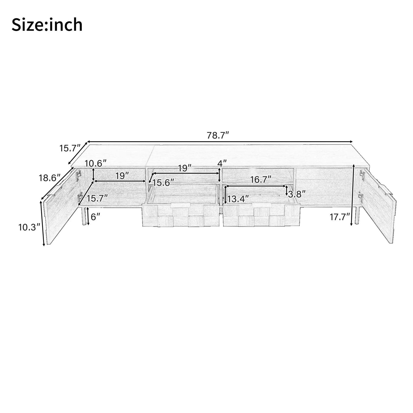 TV Stand With 2 Drawers, Media Console Table, Storage Cabinet With Cable Management by Unique Piece Furniture