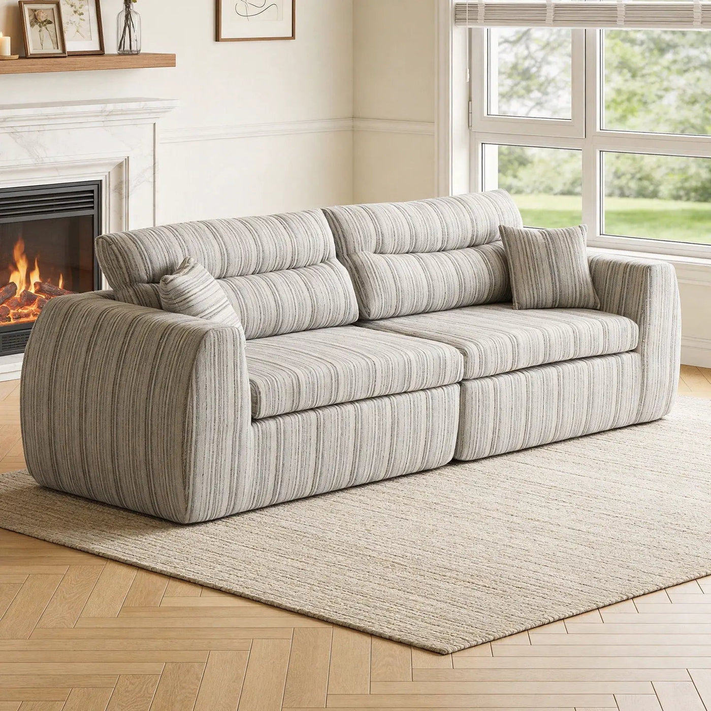 3 Seater, Couch With Throw Pillows For Living Room by HouseOfZazla