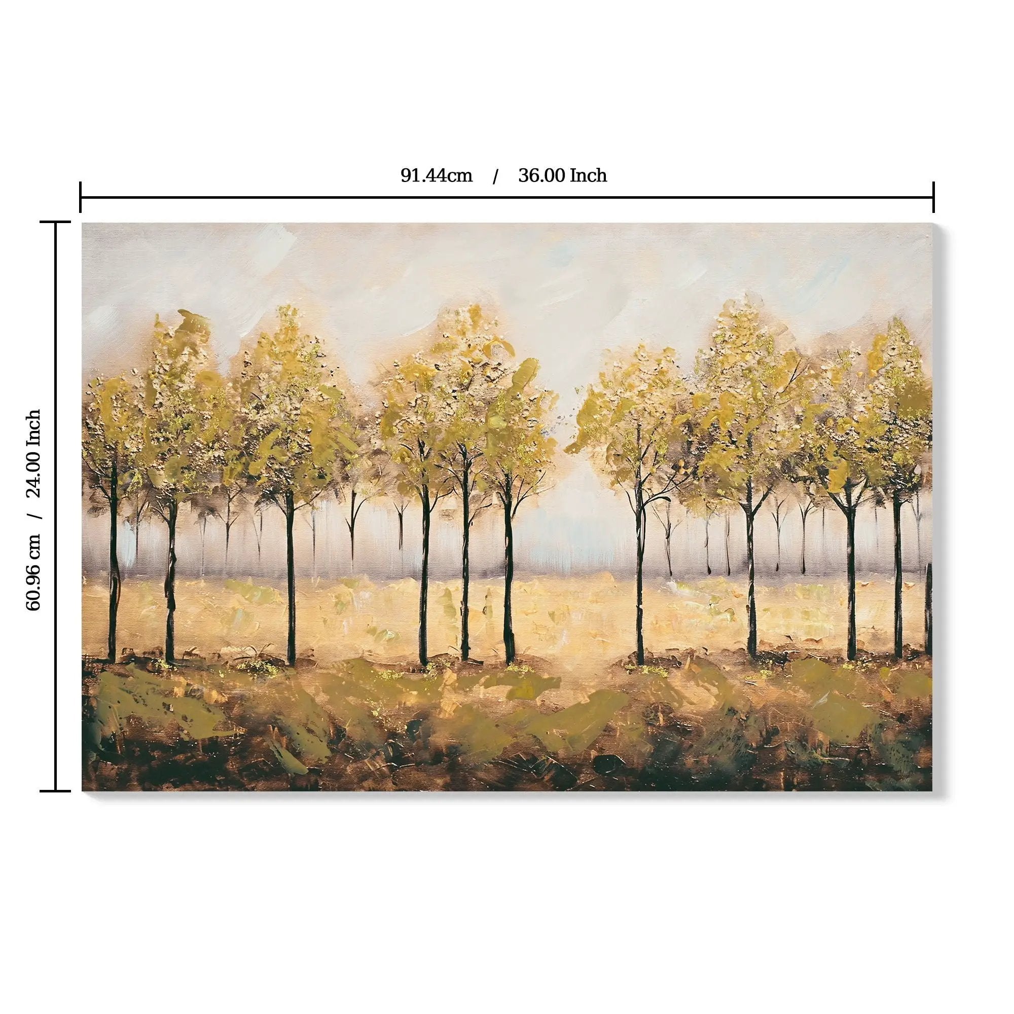 Wall Art Decor Canvas Print Autumn Embellishments Plant Forest Abstract Tree - Tan Leaves by Unique Piece Furniture