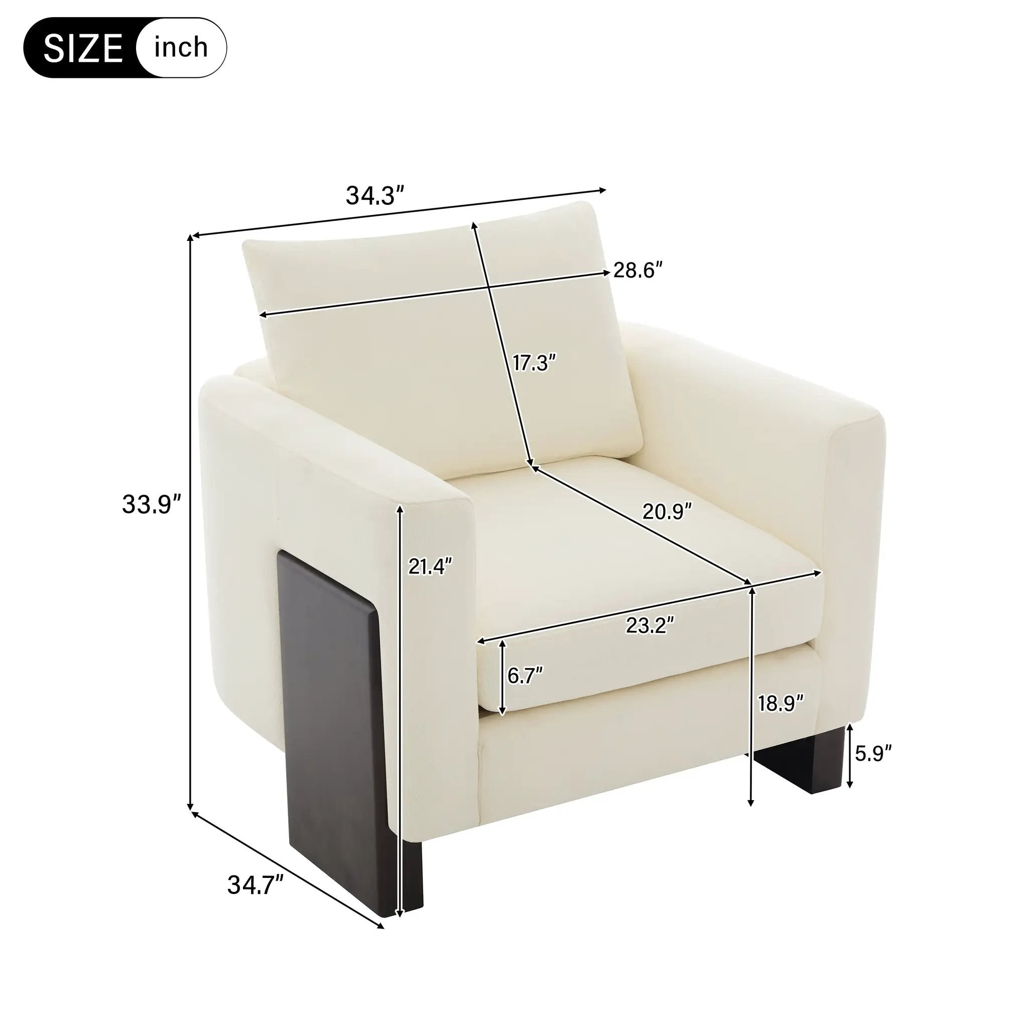 Modern Accent Chair Stylish Club Chair Armchair with Rubberwood Legs for Living Room, Bedroom, or Office by HouseOfZazla