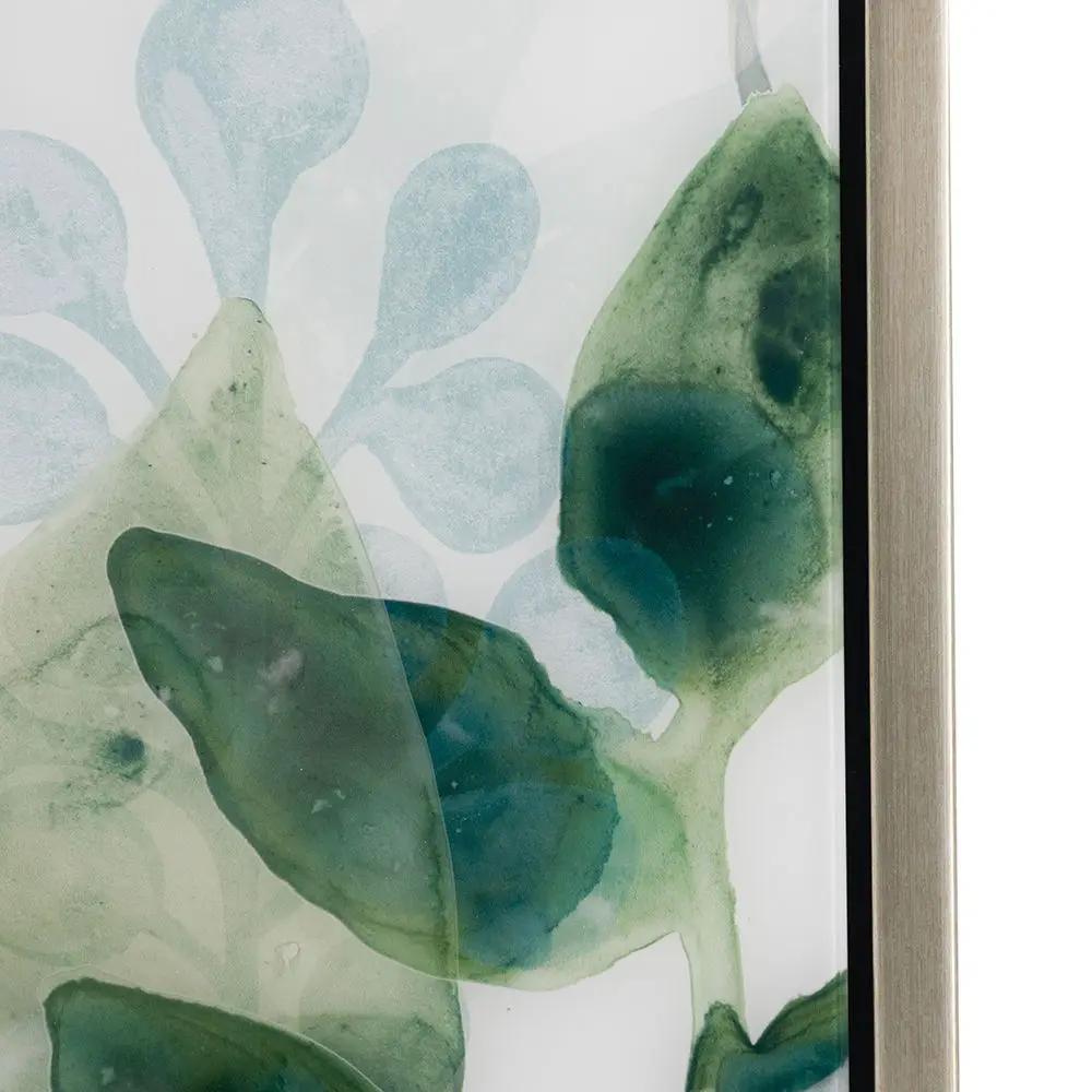 Framed Printed Acrylic Decorative Wall Art, Wall Decor For Living Room (Set of 2) - White / Green by HouseOfZazla