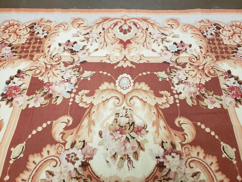 6' X 9' Vintage Handmade Chinese Needlepoint Wool Rug Flat Weave by Jewel Rugs