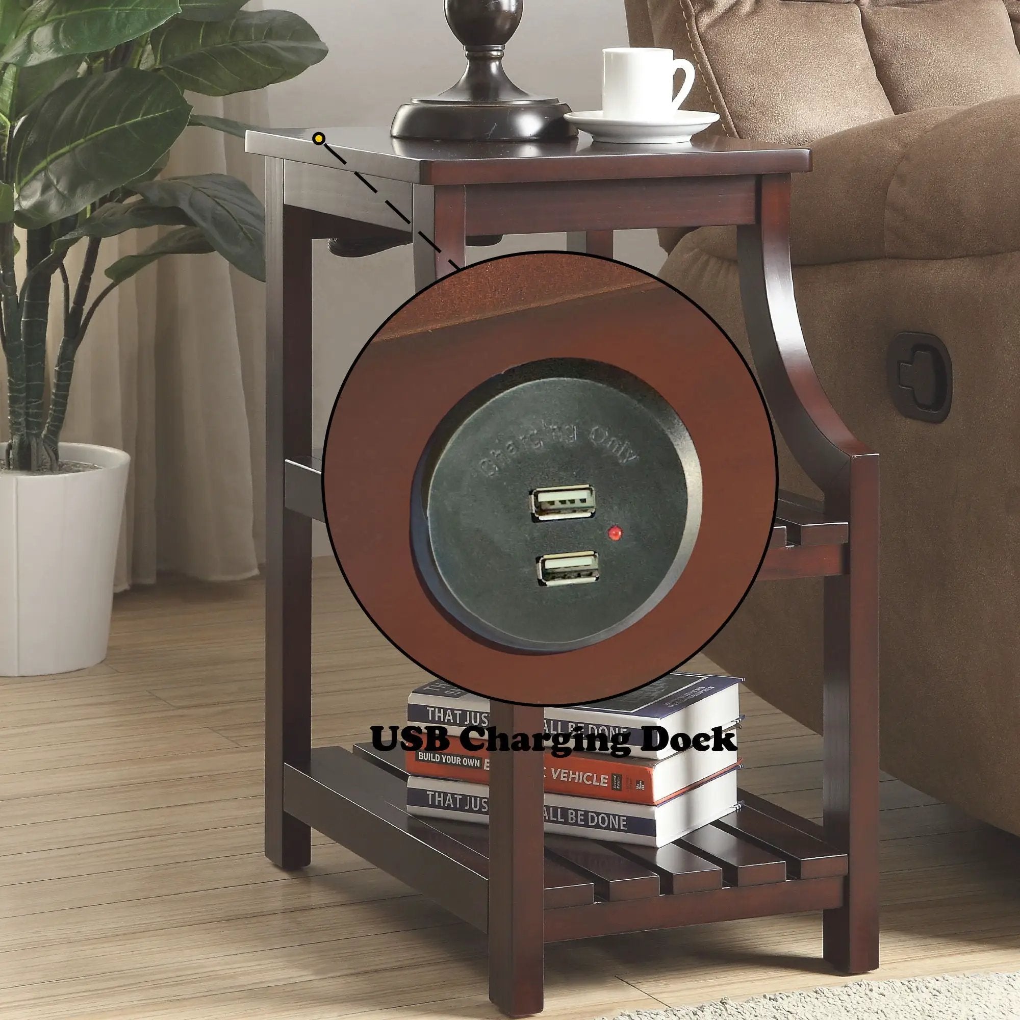 Wasaki - Accent Table With USB - Espresso by Unique Piece Furniture