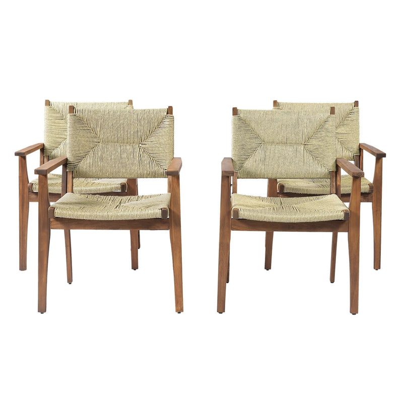 Durable Outdoor Dining Chair with Acacia Wood Frame and Wicker Seat by HouseOfZazla