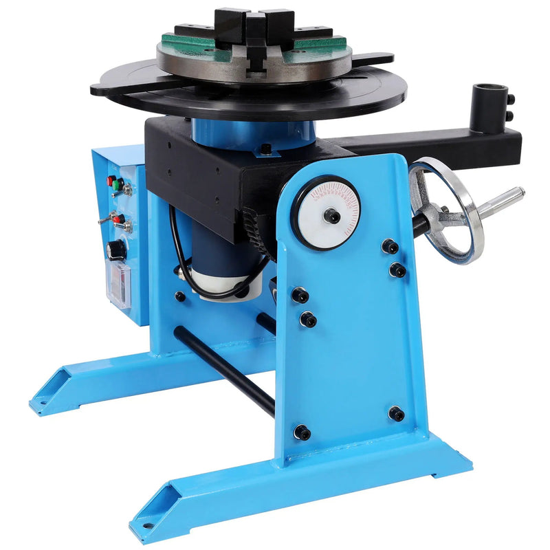 Heavy Duty Rotary Welding Positioner Turntable Table With Manual Tilt And 3 Jaw Lathe Chuck - Blue by HouseOfZazla