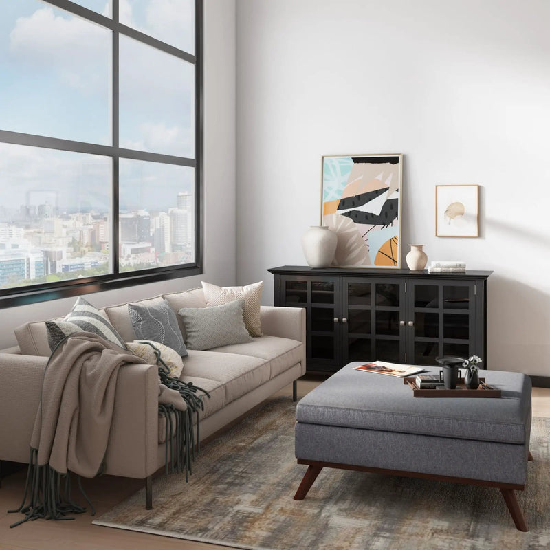Owen - Square Coffee Table Storage Ottoman - Slate Gray by Unique Piece Furniture