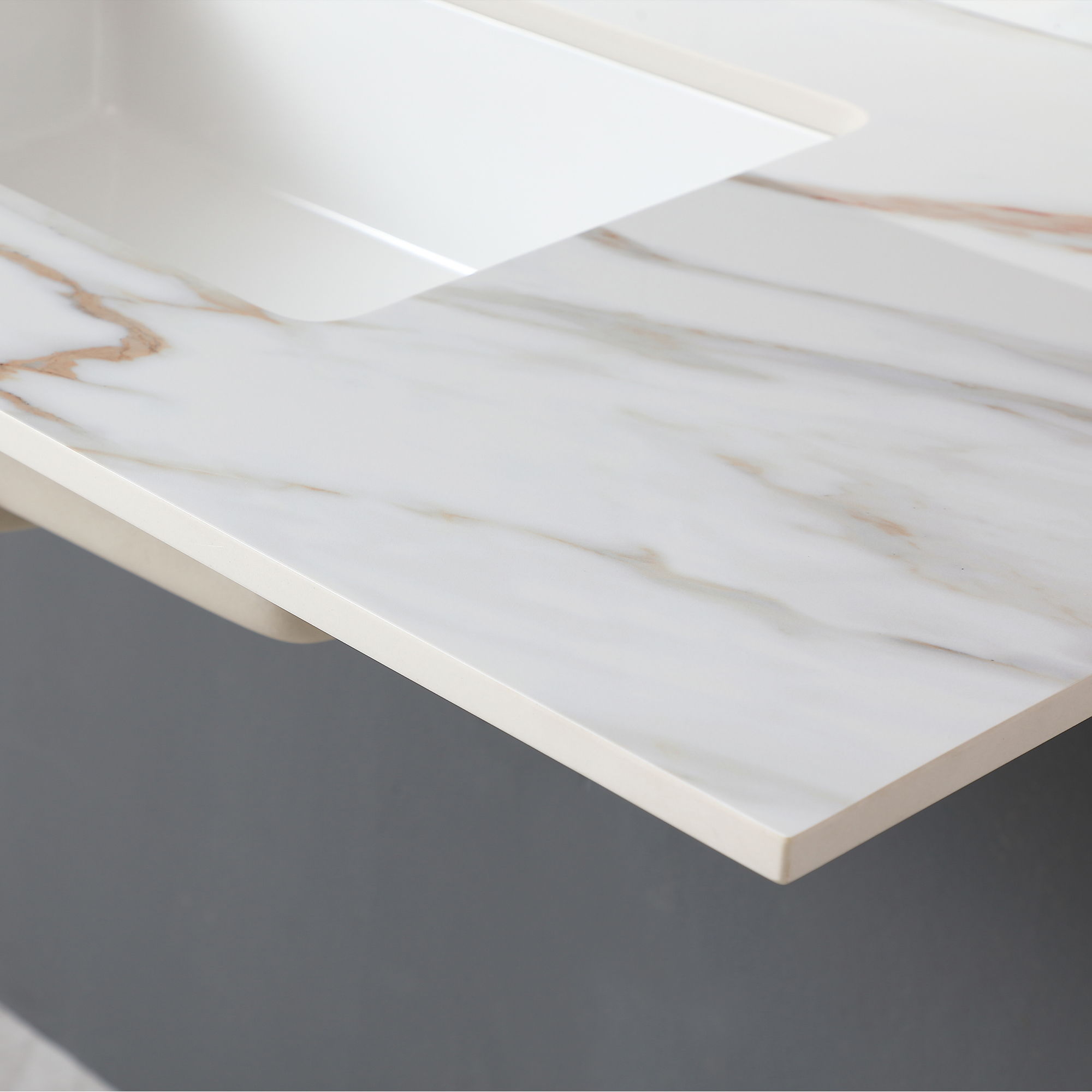 Vanity Top With Undermount Sink And Backsplash, Sintered Stone by HouseOfZazla