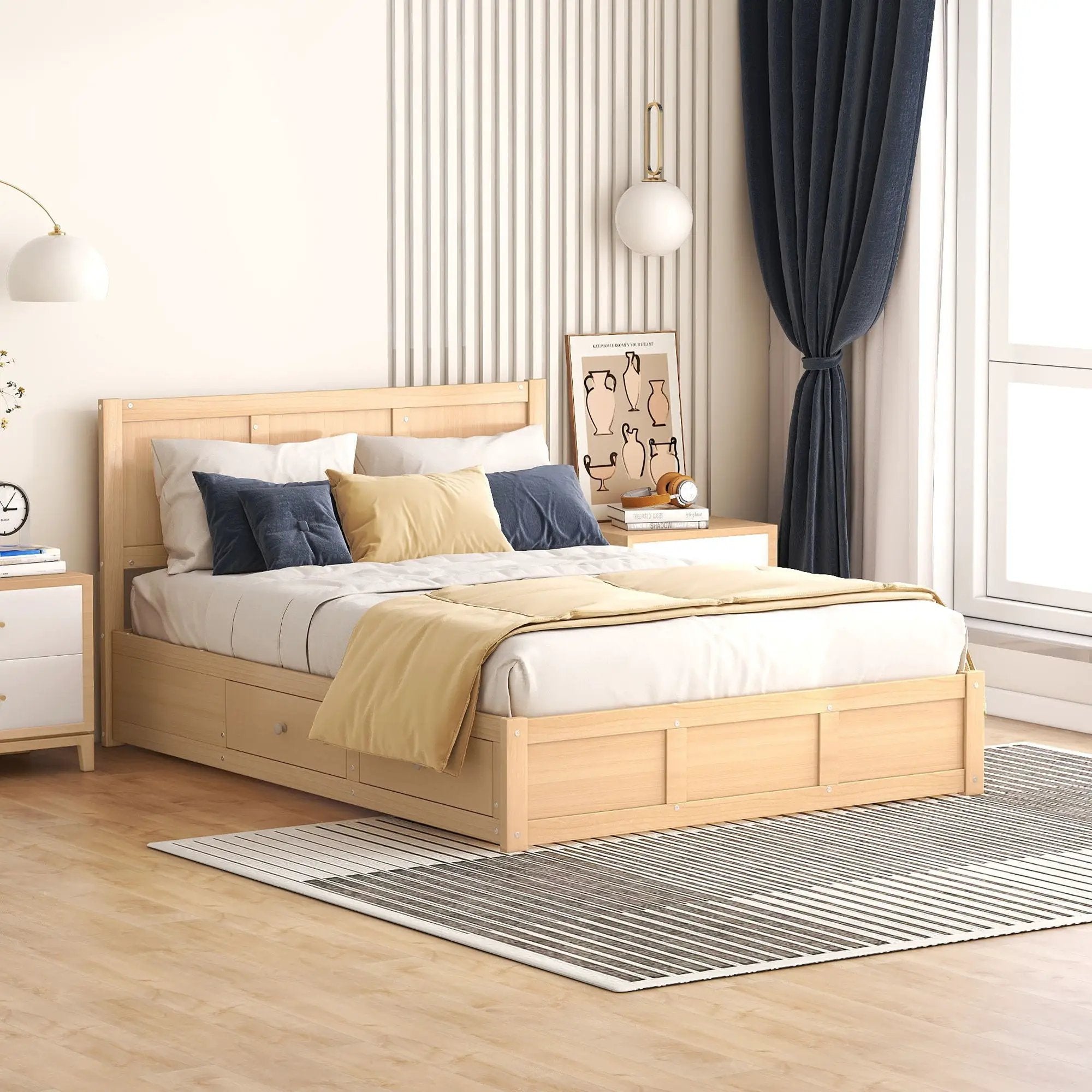 Platform Bed With Underneath Storage And 2 Drawers
