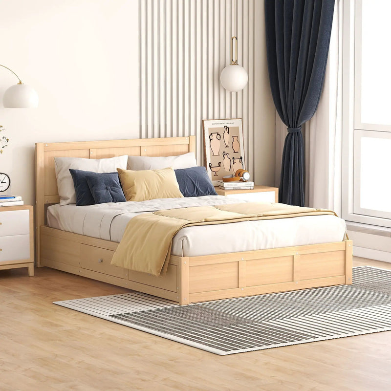 Platform Bed With Underneath Storage And 2 Drawers