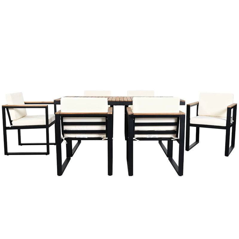 7 Pieces Outdoor Dining Set Patio Dining Table And Chair Set With And Removable Cushions For Patio by HouseOfZazla