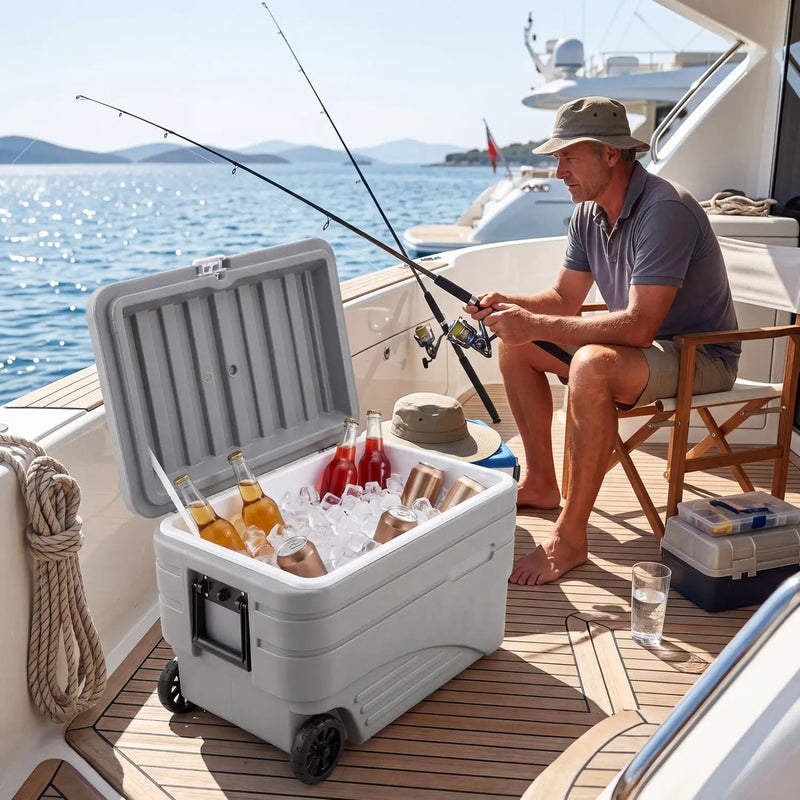 103 Quart Wheeled Cooler with Pull Handle and Drain Plug by DirectDeals
