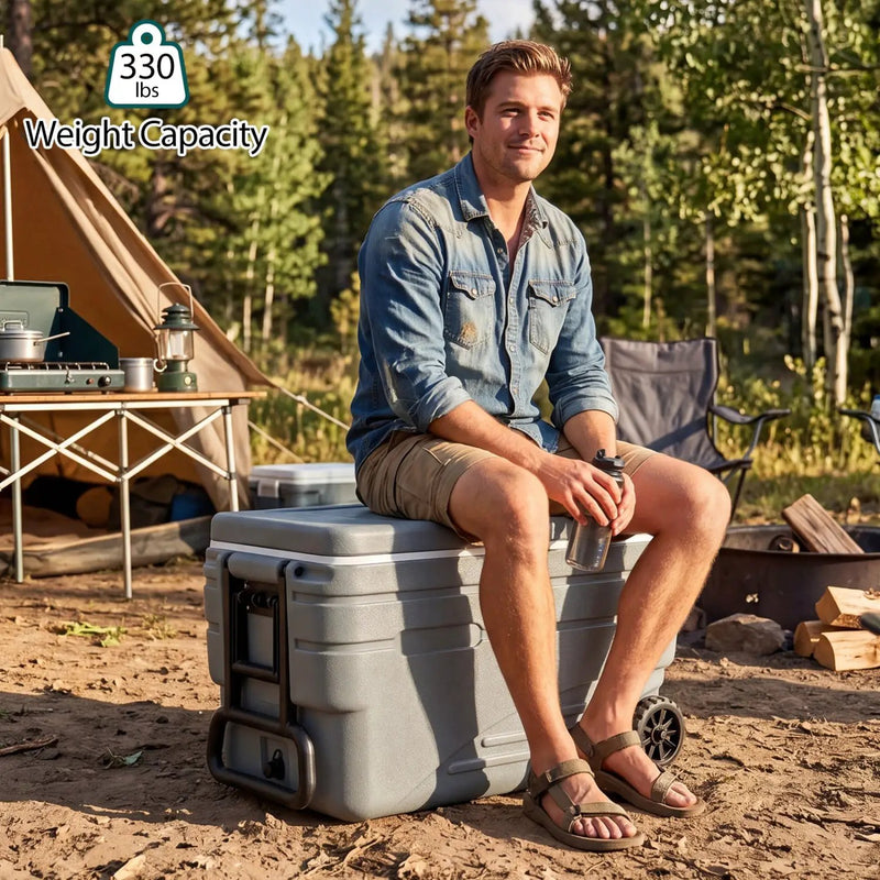 103 Quart Wheeled Cooler with Pull Handle and Drain Plug by DirectDeals