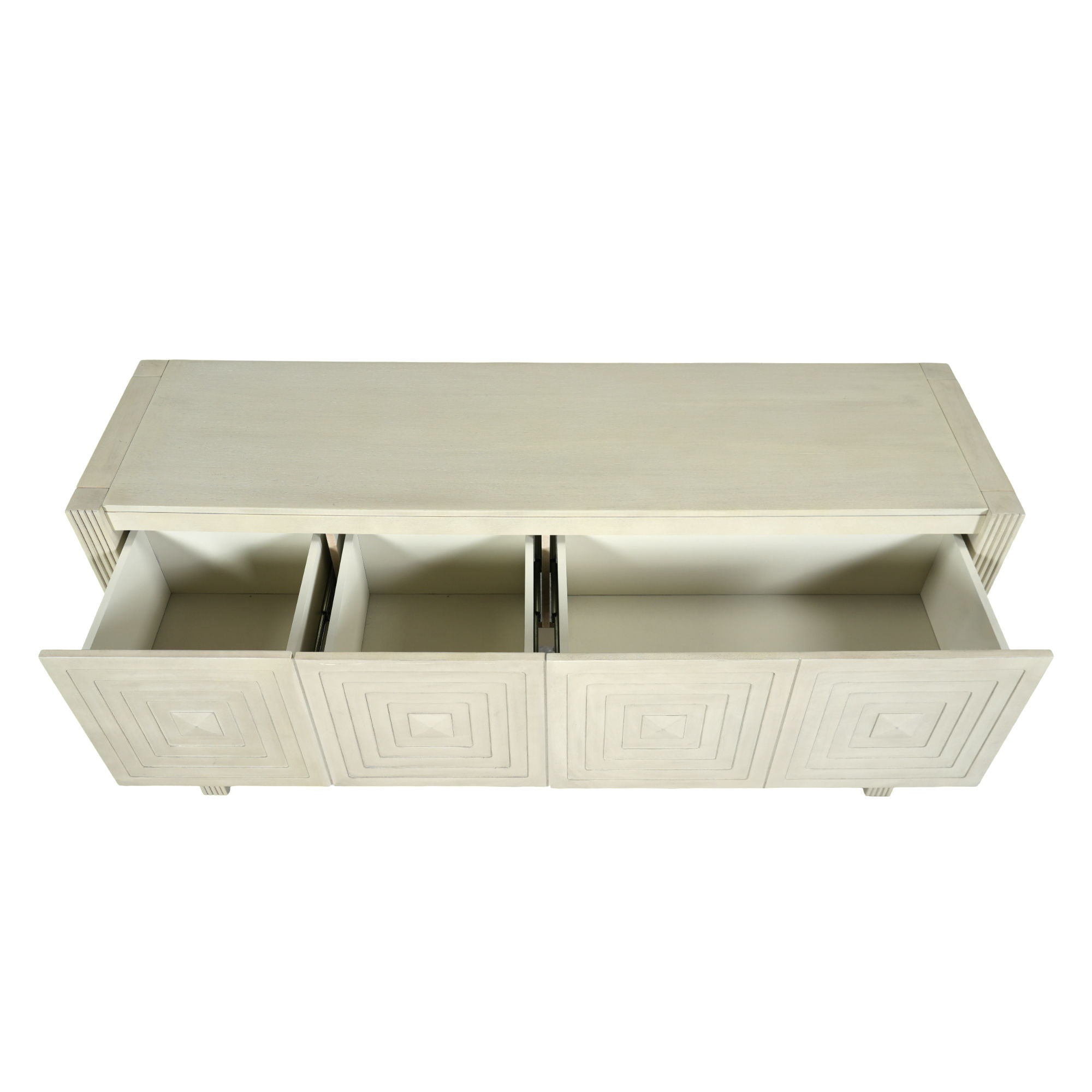 Geometric Carved Console Table With 3 Soft Close Drawers by HouseOfZazla