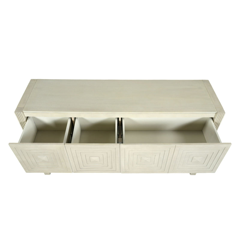 Geometric Carved Console Table With 3 Soft Close Drawers by HouseOfZazla