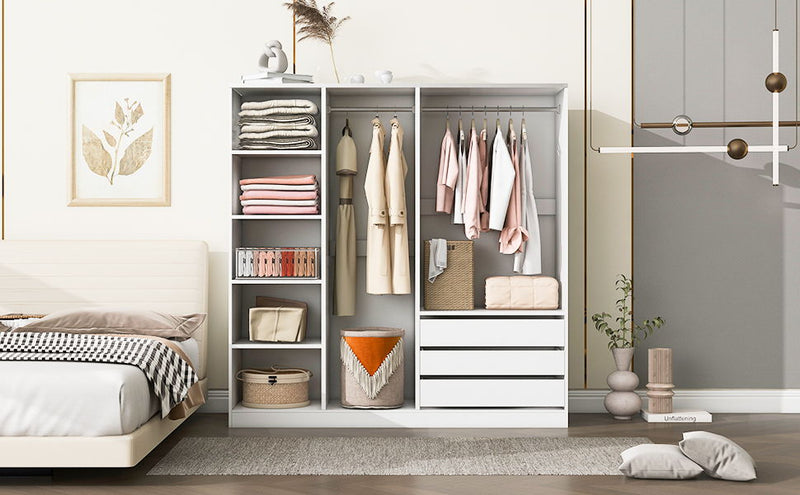 Doorless Storage Wardrobe For Dedroom With Shelves And 3 Drawers by HouseOfZazla