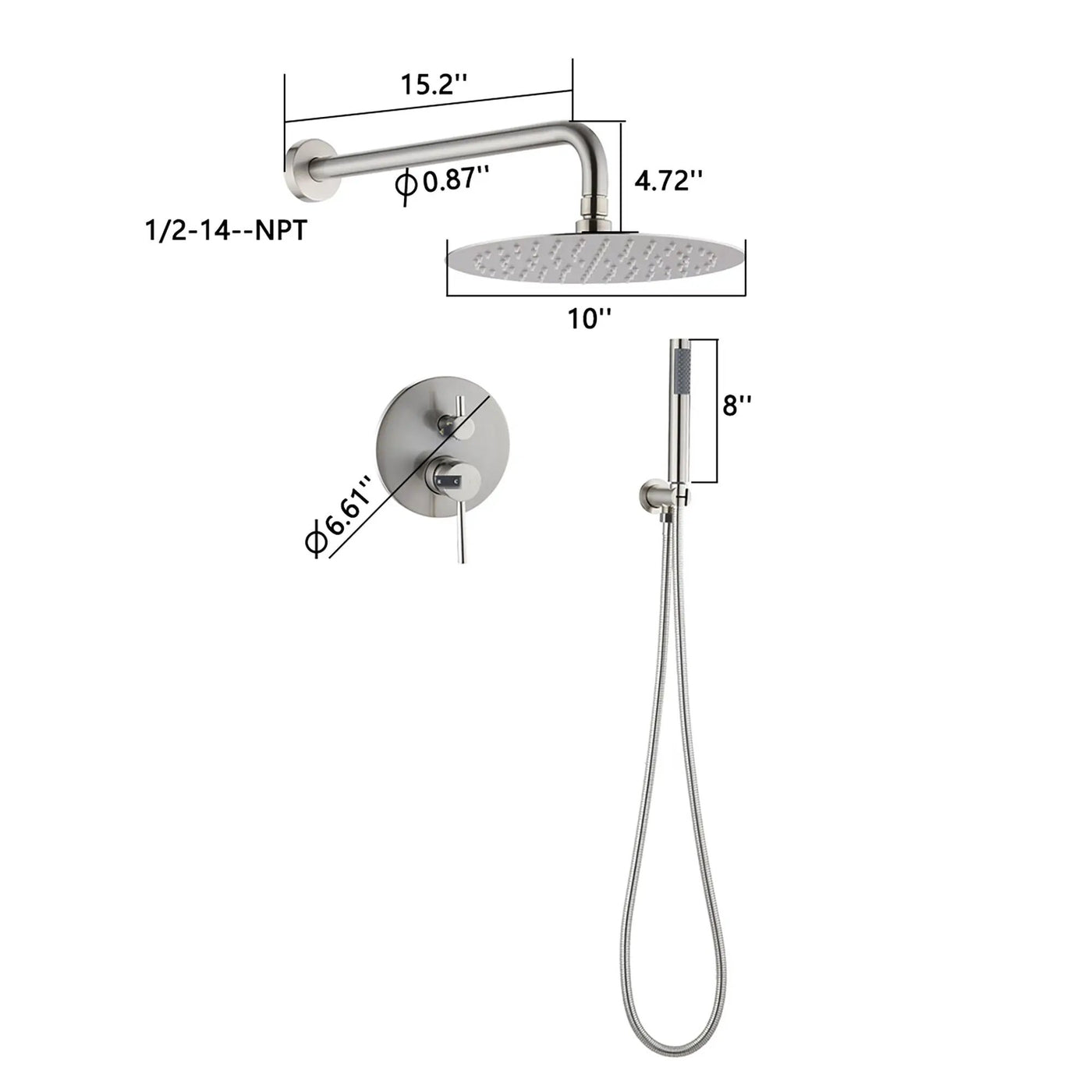 Elegant 10" Round Rain Shower Head And Handheld Set With Adjustable Tilt And Dual Modes by HouseOfZazla