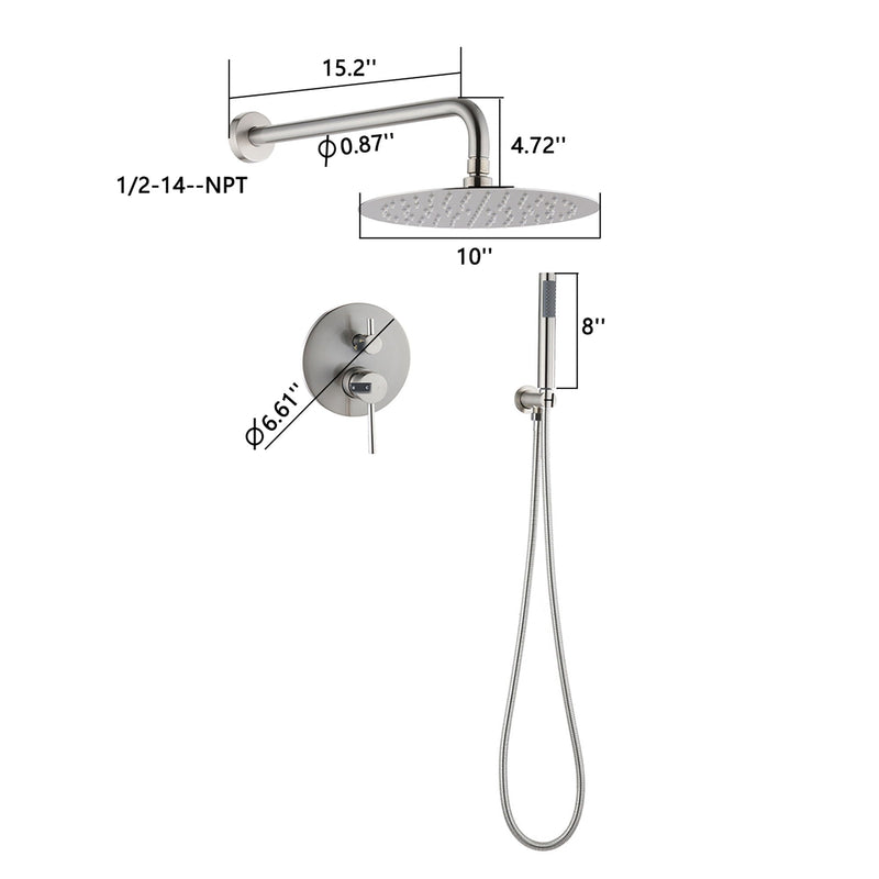 Elegant 10" Round Rain Shower Head And Handheld Set With Adjustable Tilt And Dual Modes by HouseOfZazla