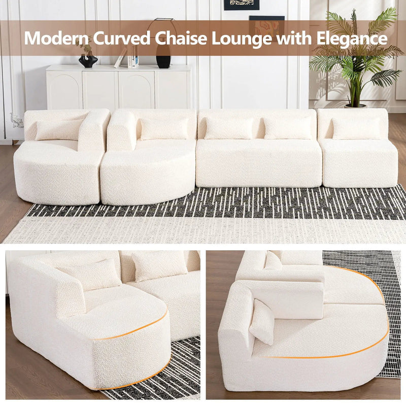 Upholstered Sofa Free Combined Sofa Couch With 2 Chaise Lounge And Five Back Pillows For Living Room by Unique Piece Furniture