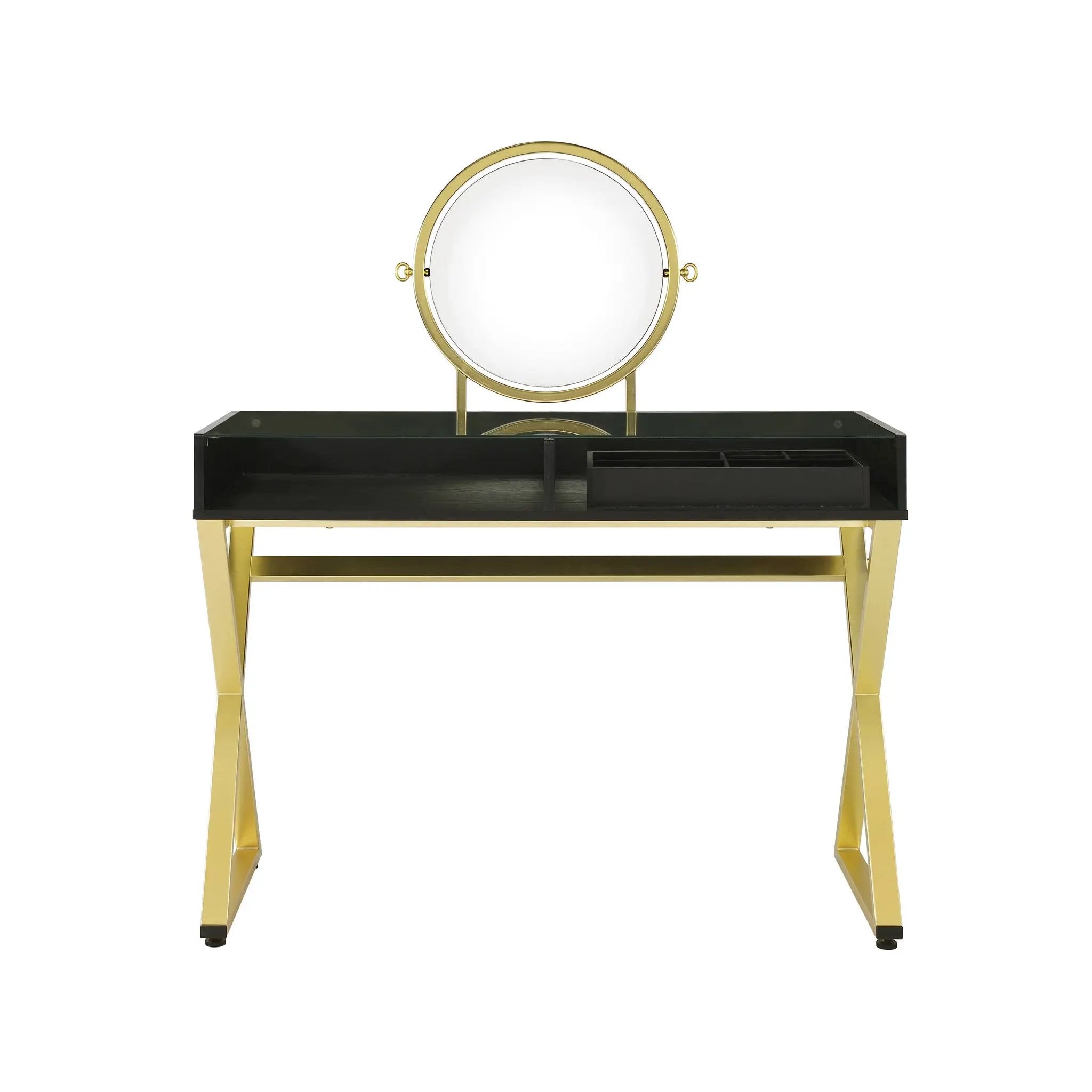 Black & Gold Finish Vanity Desk by HouseOfZazla