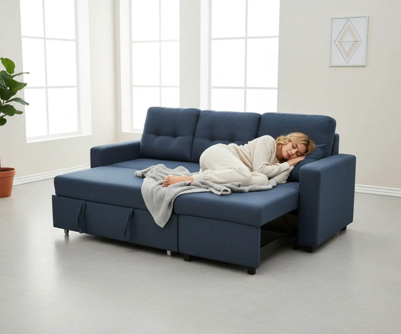 Convertible L Shaped Sectional Sleeper Sofa Bed, Saving Pull Out Couch by HouseOfZazla
