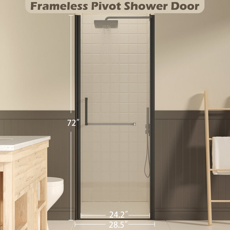 27-28" W × 72" H Frameless Pivot Shower Door by HouseOfZazla