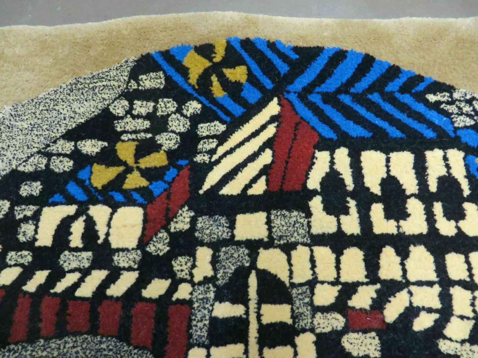 3' X 4' Vintage Hand Crafted Israel Wool Rug Carpet Wall Hanging Signed Hebrew by Jewel Rugs