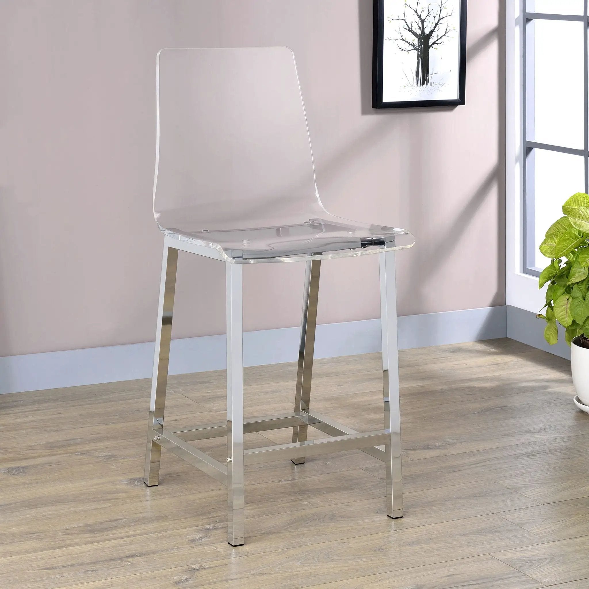 Counter Height Stools With Curved Back Design (Set of 2) - Clear by HouseOfZazla