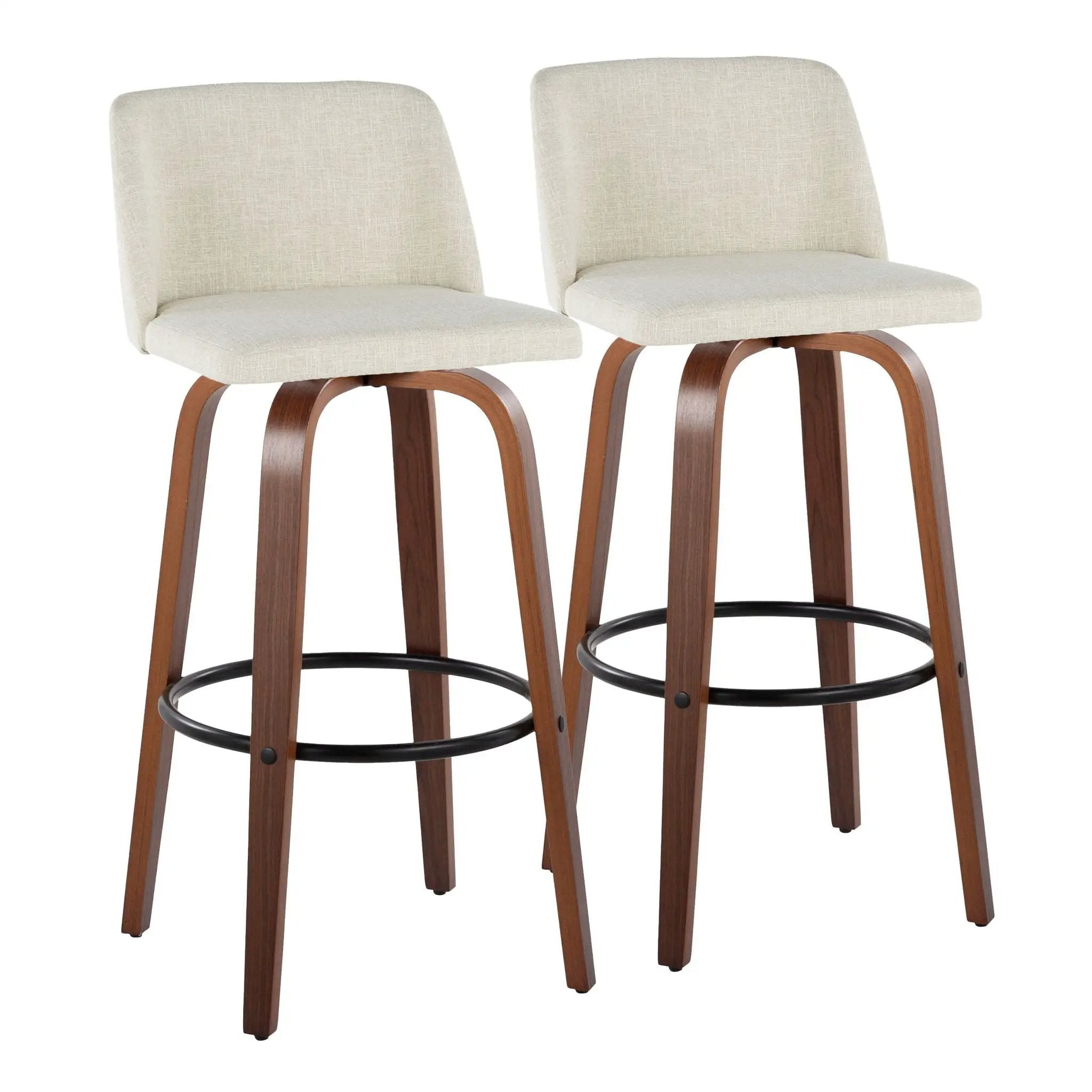 Toriano - Contemporary Fixed Height Barstool Swivel And Round Footrest (Set of 2) by HouseOfZazla