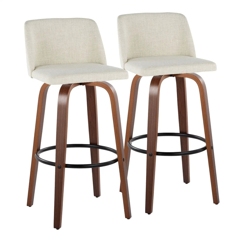 Toriano - Contemporary Fixed Height Barstool Swivel And Round Footrest (Set of 2) by HouseOfZazla