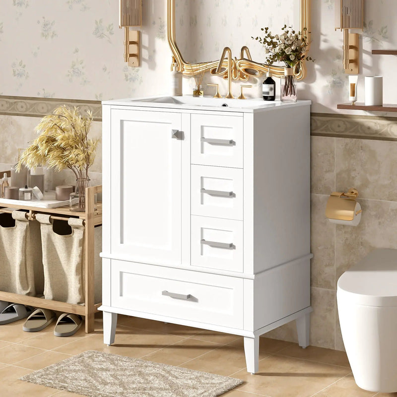 Bathroom Vanity, Modern Bathroom Cabinet With Sink Combo Set, Bathroom Storage Cabinet With A Soft Closing Door And 3 Drawers, Solid Wood Frame by HouseOfZazla