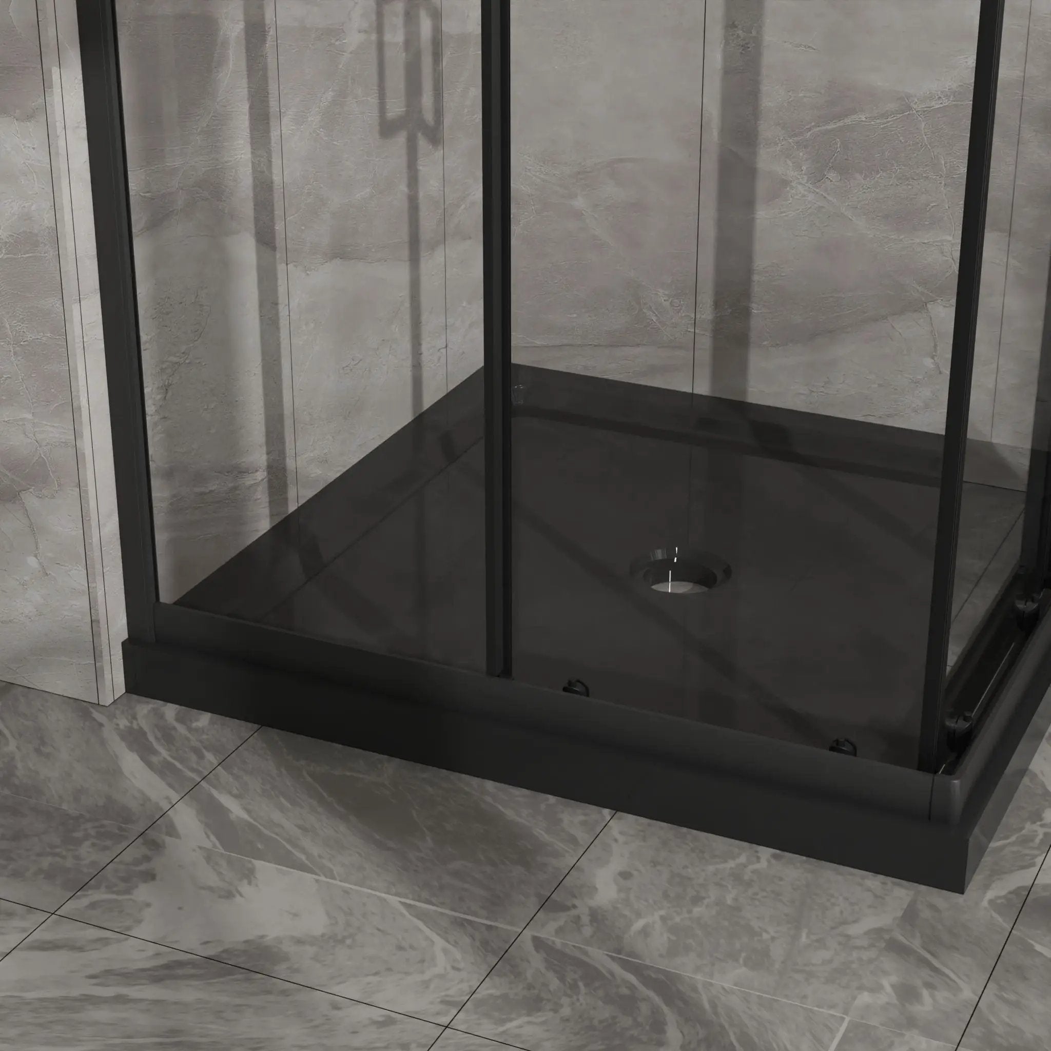 Corner Shower Enclosure, Sliding Door - Matte Black by HouseOfZazla