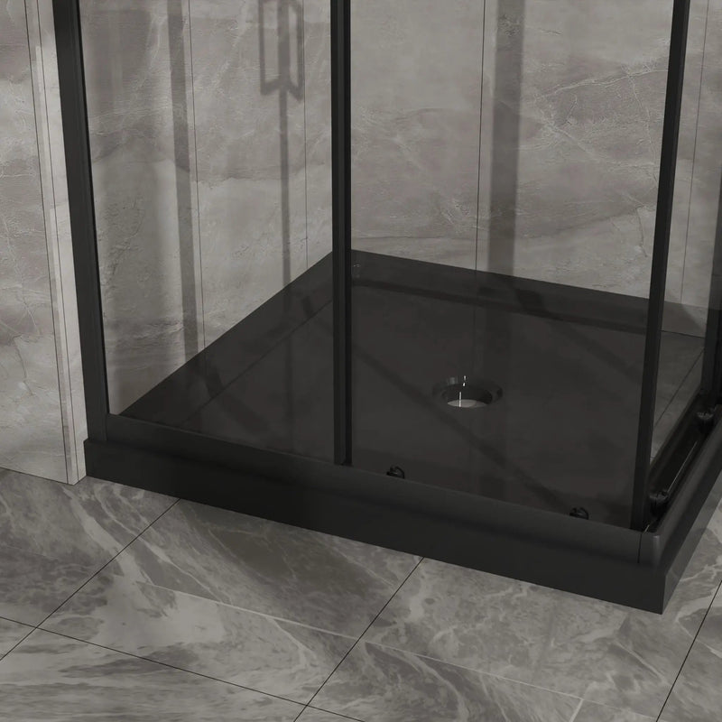 Corner Shower Enclosure, Sliding Door - Matte Black by HouseOfZazla