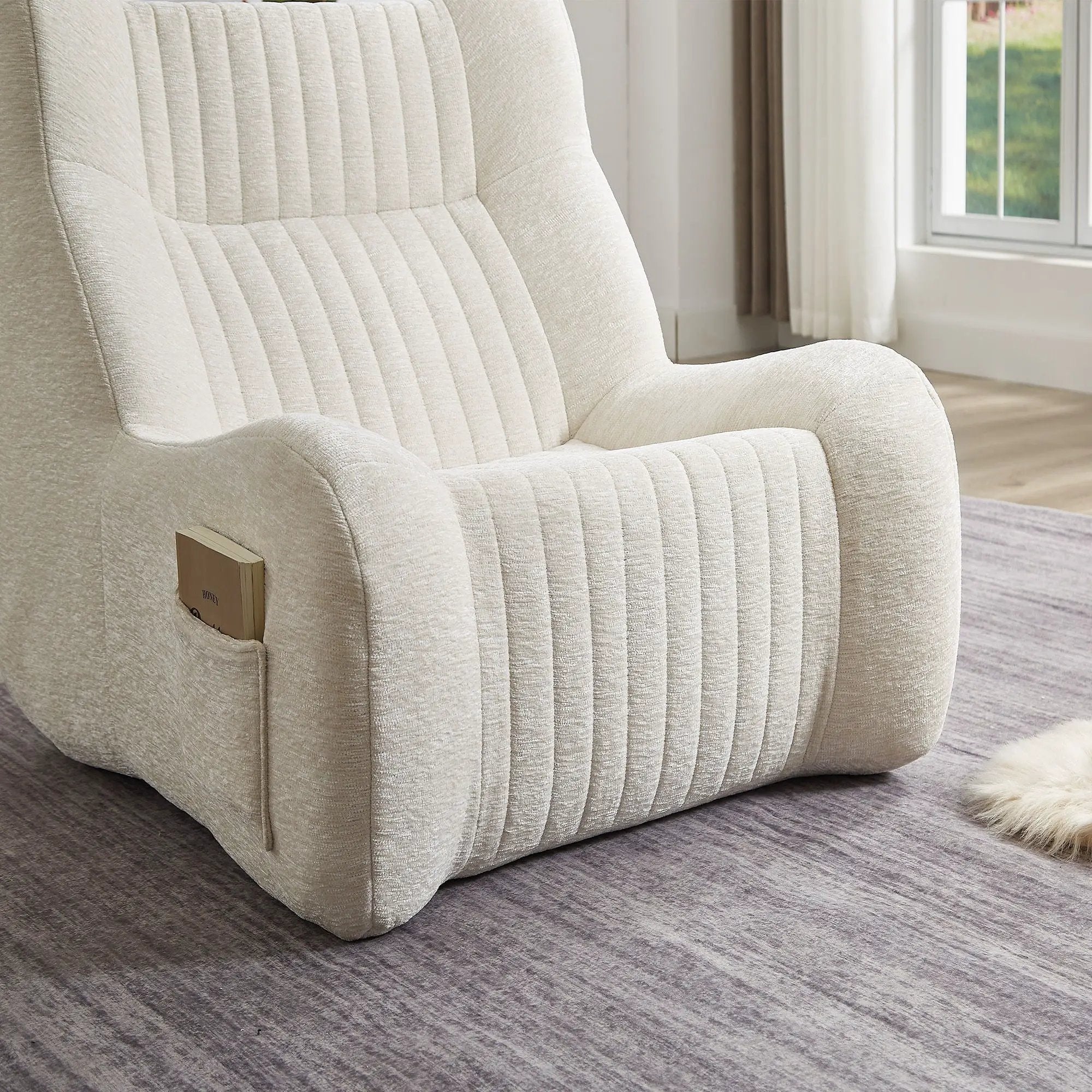 Bean Bag Chair For Adults, Lazy Floor Sofa Couch Memory Foam Bean Bag Sofas Chenille Fabric Reading Chair Comfortable Corner Lounge Sofa For Living Room - White by HouseOfZazla