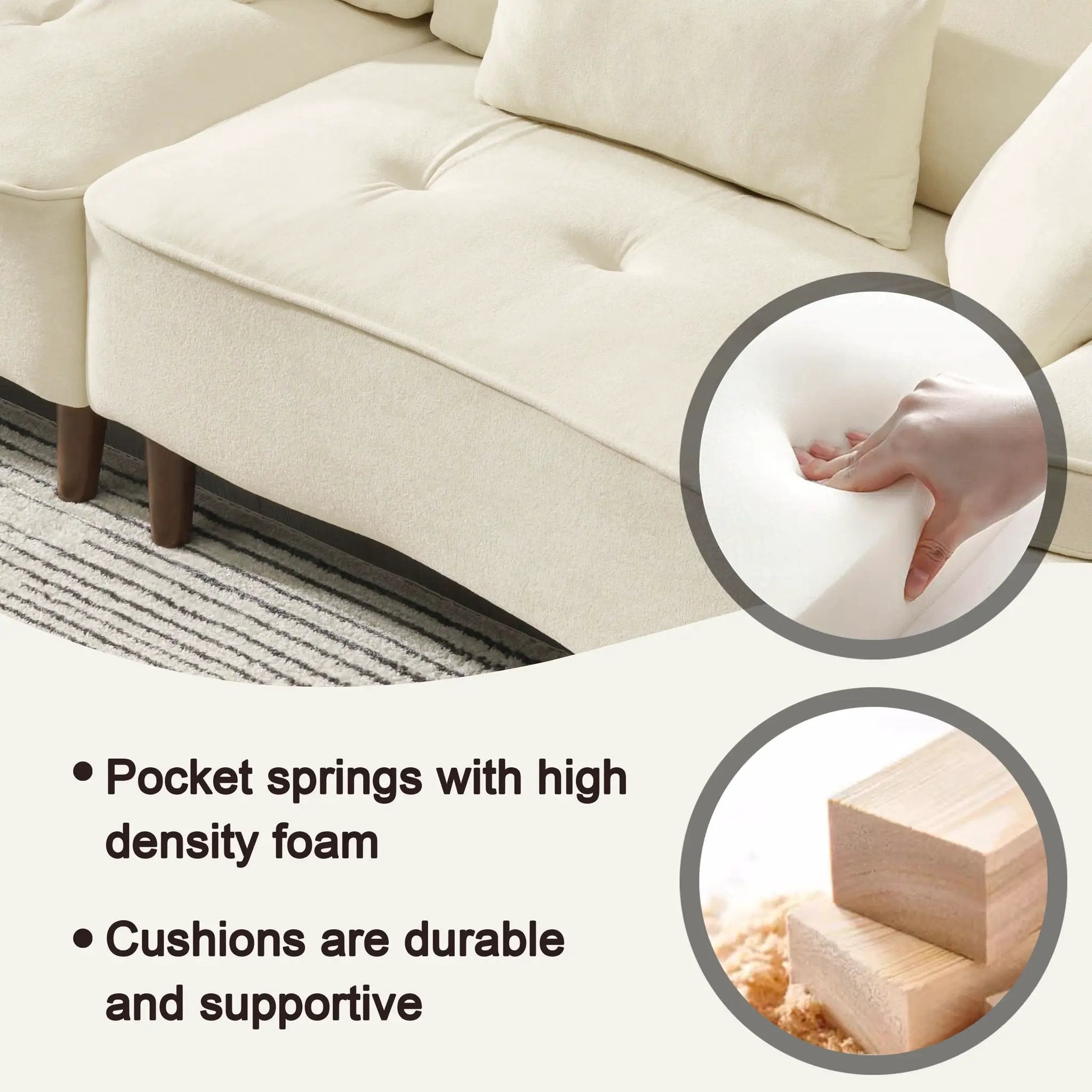 Comfortable Deep Seated Sofa With Pillows by Unique Piece Furniture