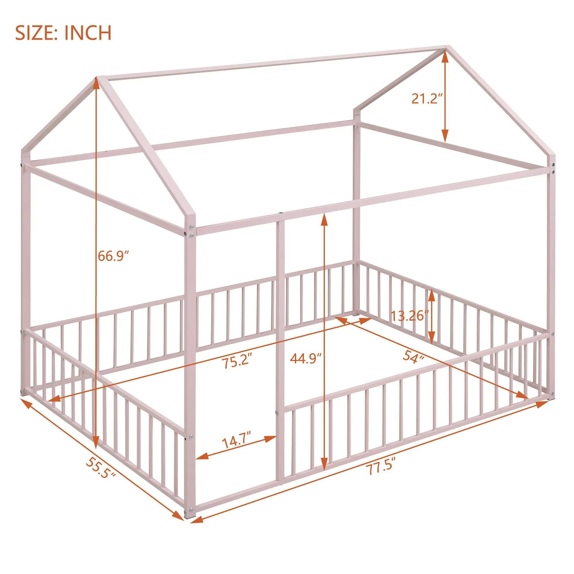 Metal Bed House Bed Frame With Fence by HouseOfZazla