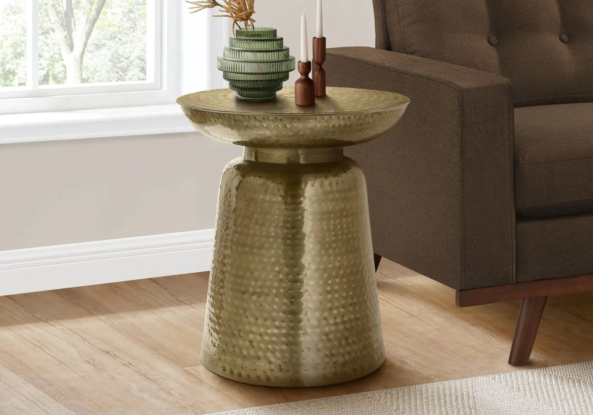 Drum Accent Side Table, Hammered Texture by HouseOfZazla