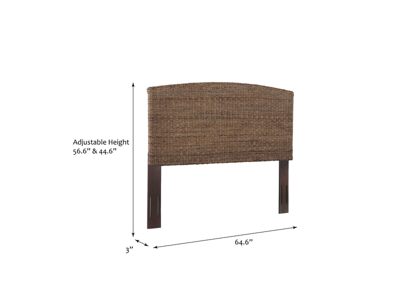 Queen Rattan Wicker Banana Leaf Panel Headboard by HouseOfZazla