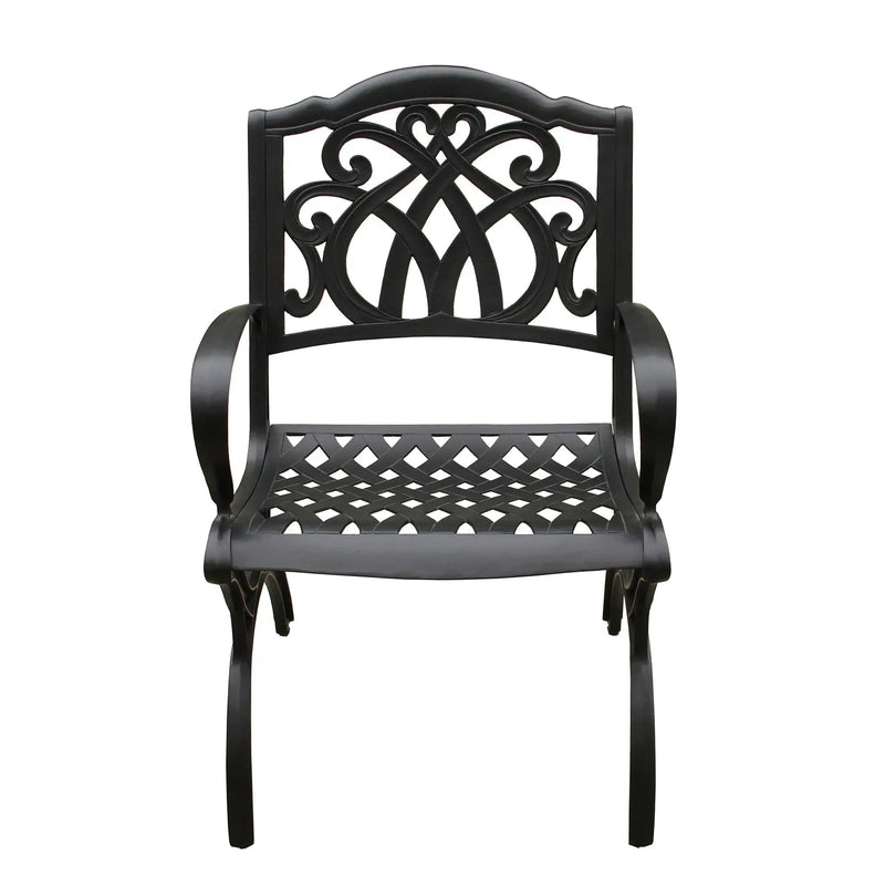 Outdoor Aluminum 7pc Round Patio Dining Set, Lazy Susan, Six Chairs by Sharicks