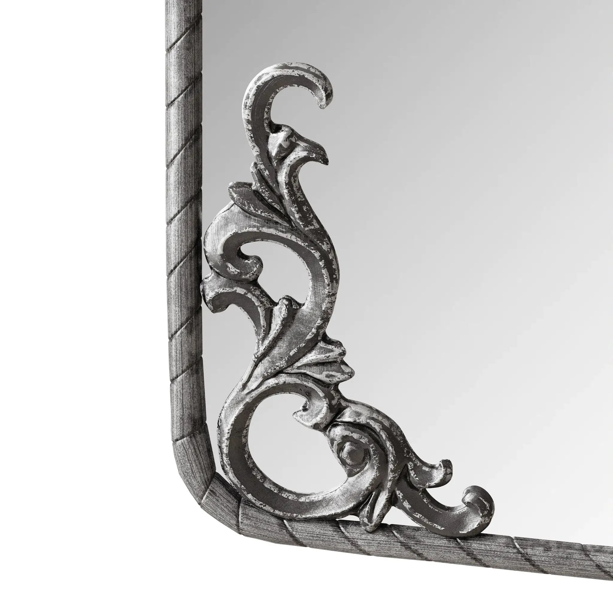 Full Body Arched Mirror With Vintage Carved Applique by HouseOfZazla