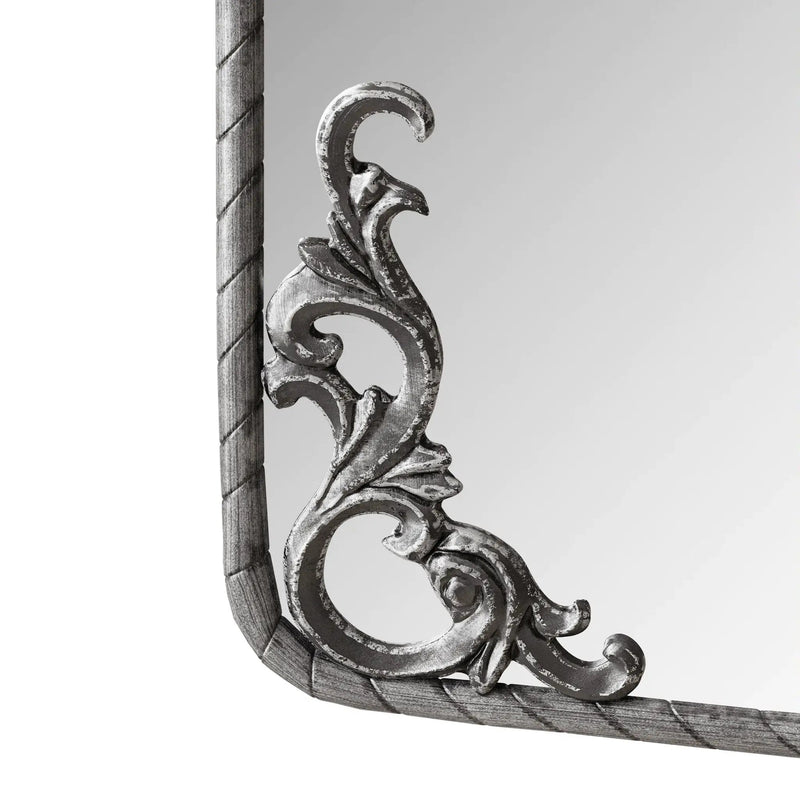 Full Body Arched Mirror With Vintage Carved Applique by HouseOfZazla
